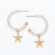 Pearl Hoops w Gold Starfish Earrings