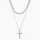 Gold Pearls + Crystal Cross Necklace
