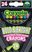 Crayola Bold & Bright Construction Paper Crayons, 24 count