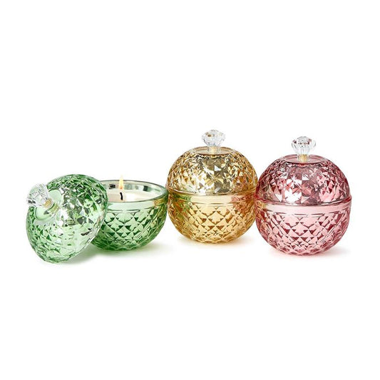 Covered Metallic Glass Filled Candle in Gift Box
