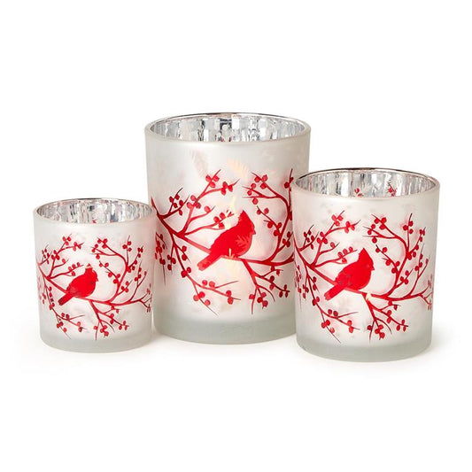 Red Cardinal Metallic Tealight Candleholders