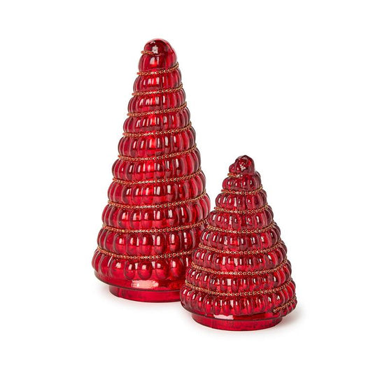 Jeweled Red Mercury Glass Finish Holiday Trees