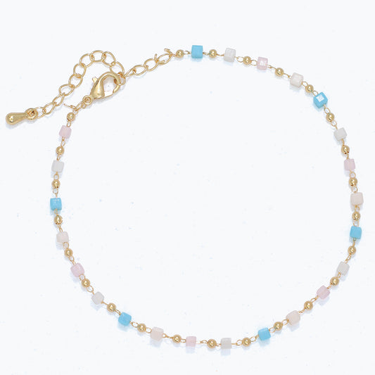 Turquoise & Blush Beads Anklet