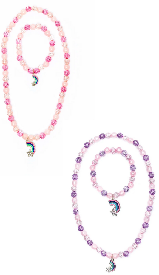 Purple Rainbow Necklace & Bracelet Set