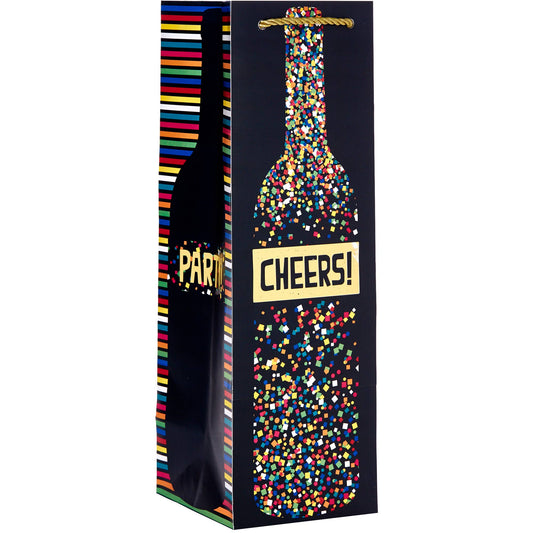Party Popper Black Tote - Bottle