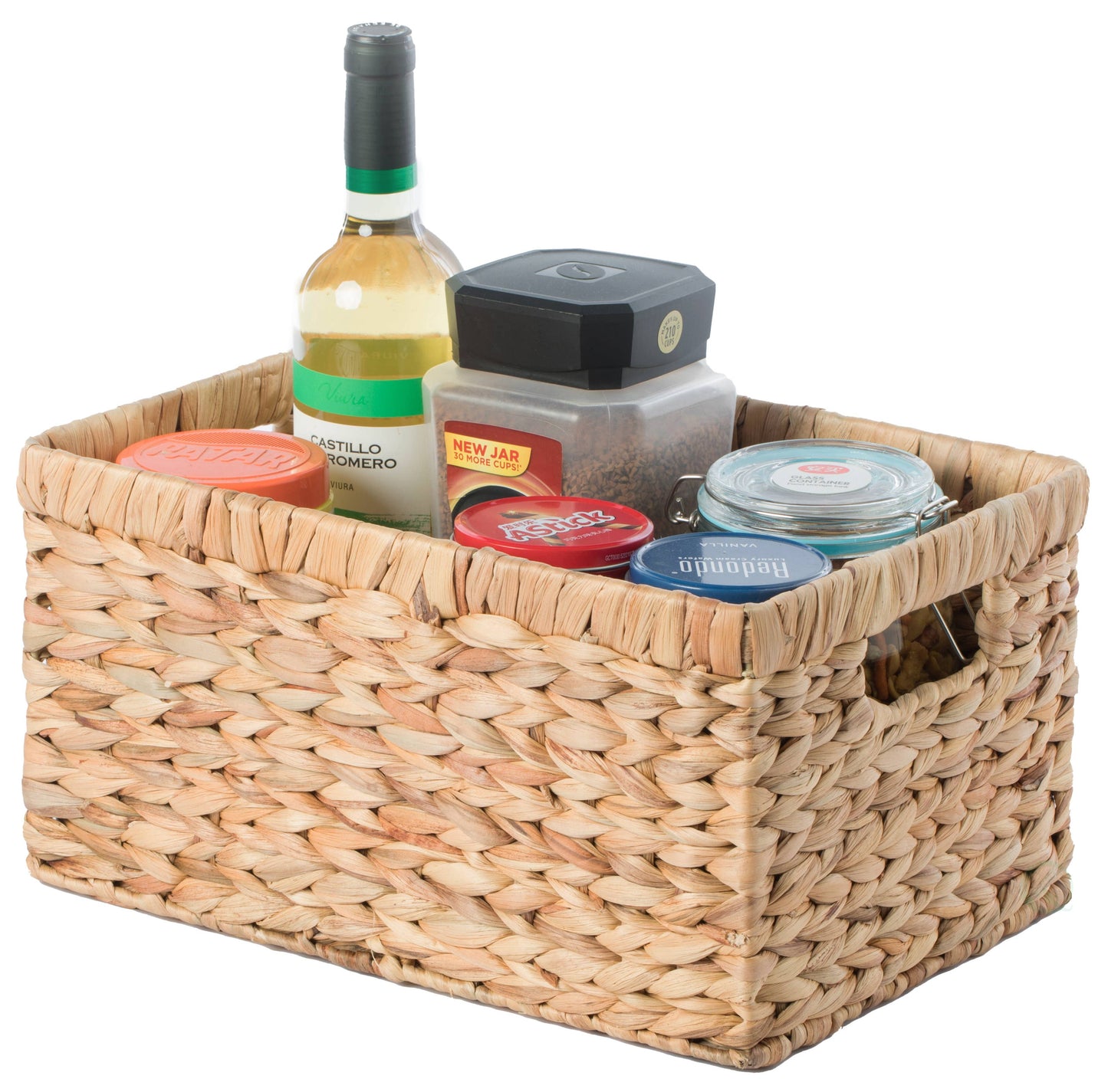 Natural Woven Water Hyacinth Wicker Storage Bin Basket