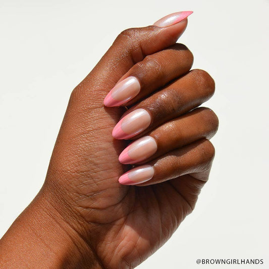 Bubble Gum Glaze Press-On Nails|Pink French Tip|Pink