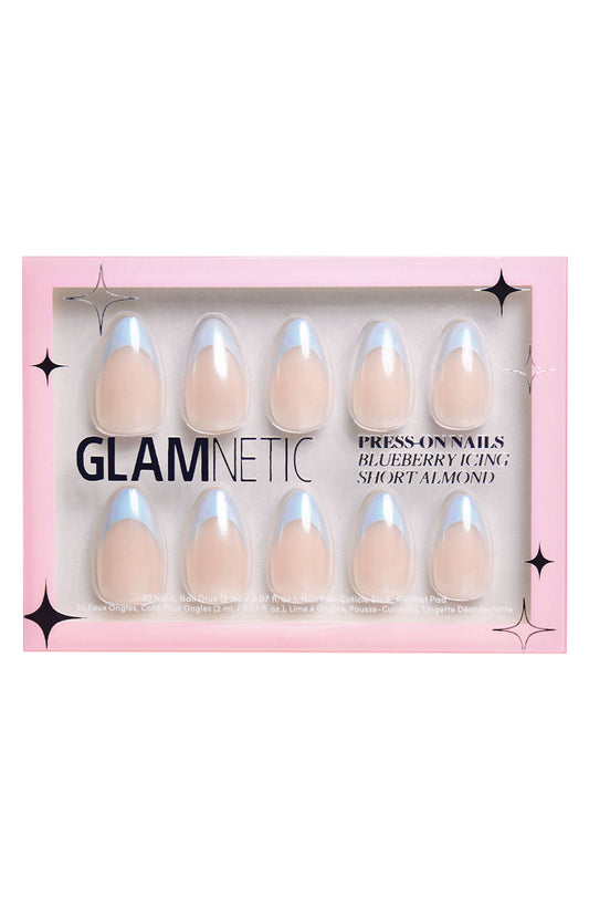 Blueberry Icing Press-On Nails|Baby Blue French Tip