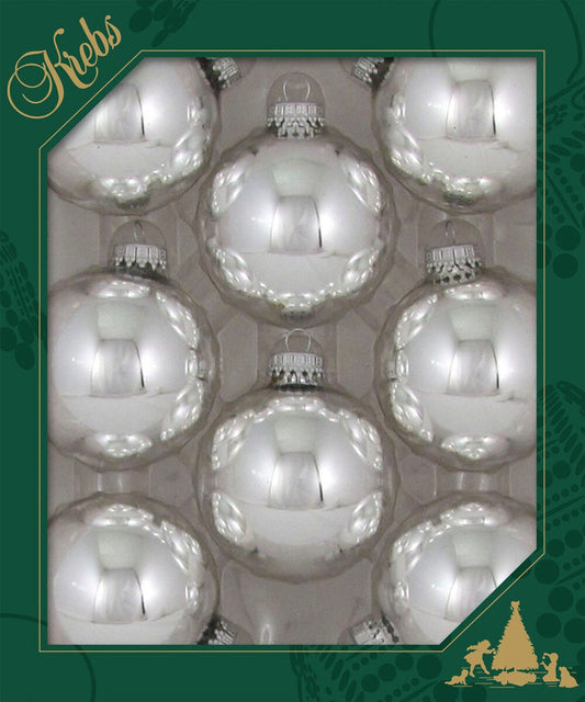 Bright Silver 2 5/8" (67mm) Glass Ball (8)