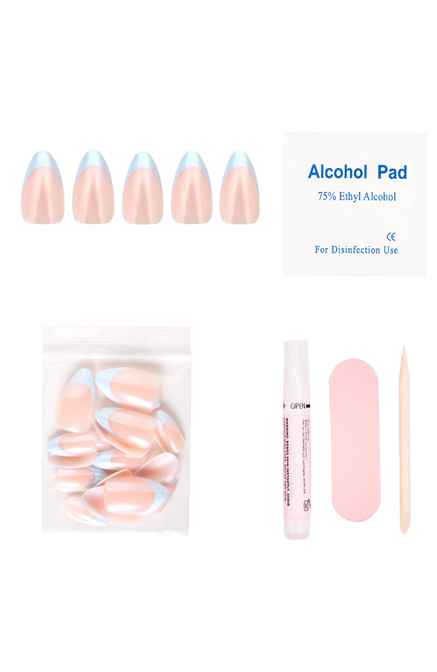 Blueberry Icing Press-On Nails|Baby Blue French Tip