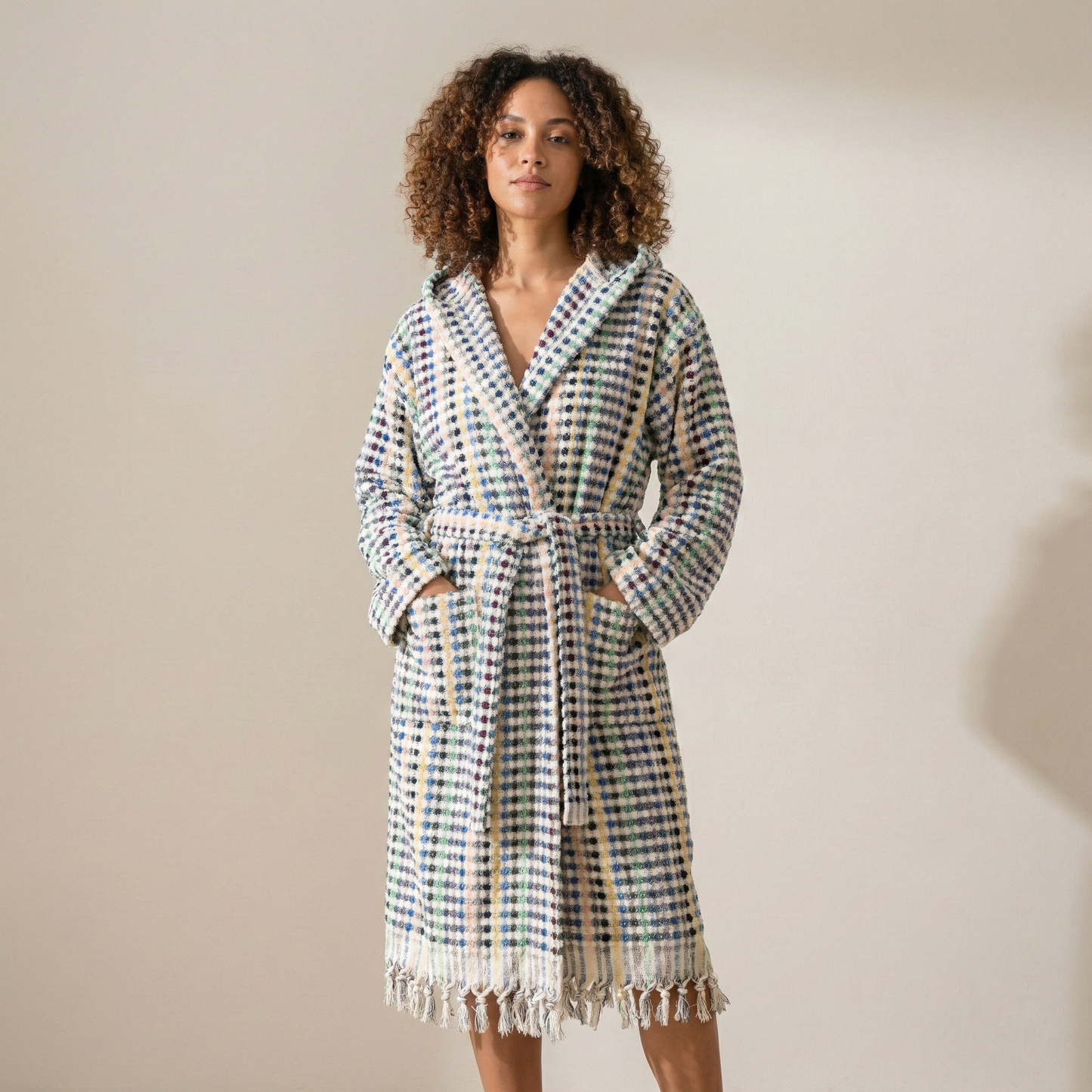Pompom Bathrobe Handloom Turkish Cotton Resort Heavy Luxury