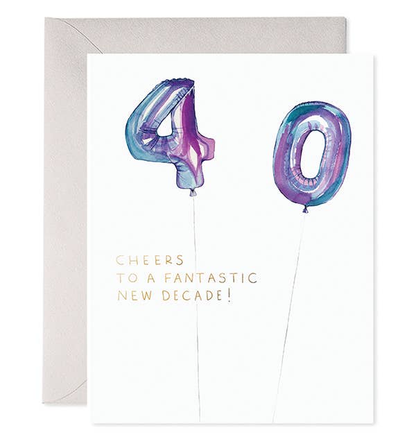 Helium 40 | 40th Birthday Greeting Card: 4.25 X 5.5 INCHES