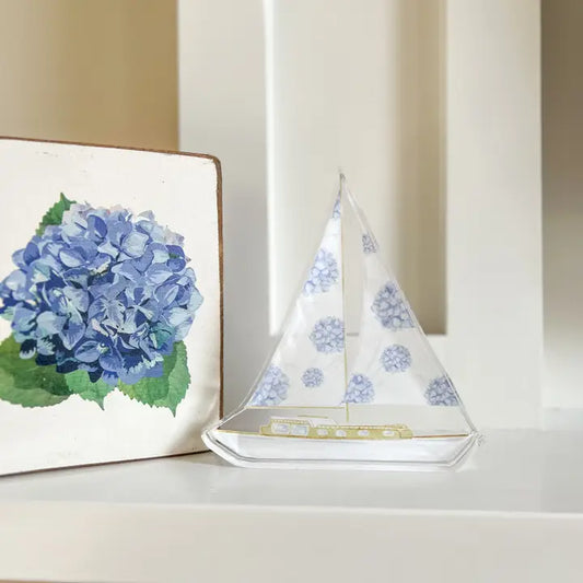 Hydrangea Sailboat Acrylic Shelf Print
