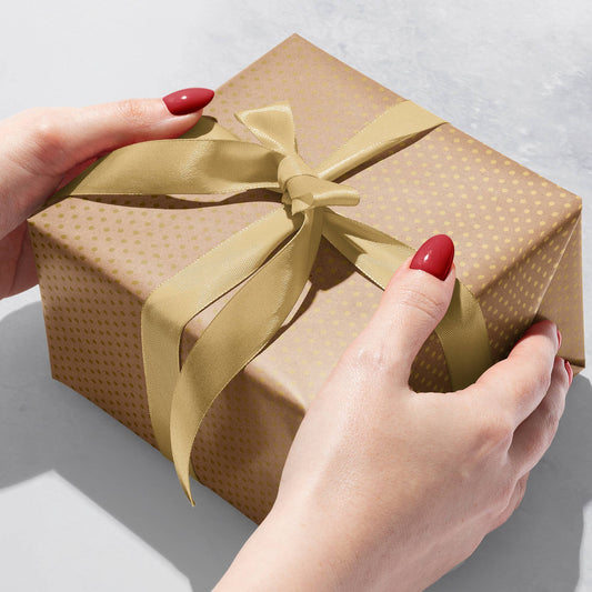 Wrap - Rolls Gold Dot & Stripe on Kraft