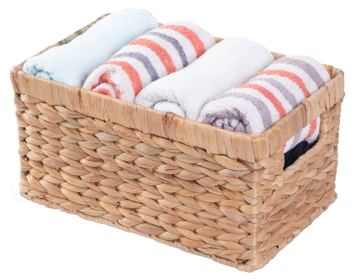 Natural Woven Water Hyacinth Wicker Storage Bin Basket
