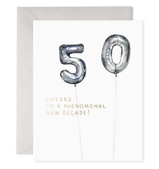 Helium 50 | 50th Birthday Greeting Card: 4.25 X 5.5 INCHES
