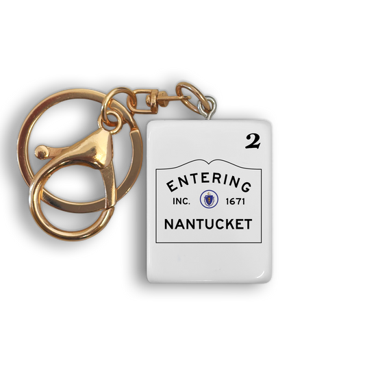Mahjong Tile Keychain - Nantucket Sign