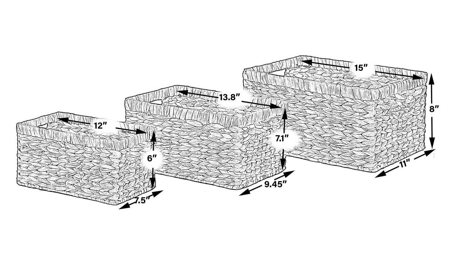 Natural Woven Water Hyacinth Wicker Storage Bin Basket