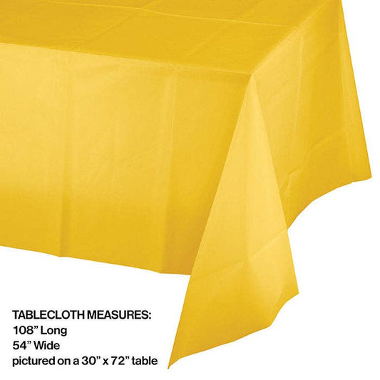 School Bus Yellow Value Friendly Plastic Table Cover, 1/Pkg