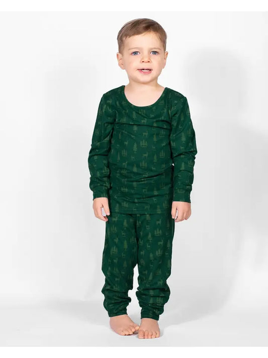 Kid's Woodsy Deer Long Sleeve Pajamas