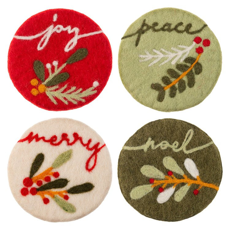 NOUVEAU CHRISTMAS FELT COASTERS S/4 (H24)