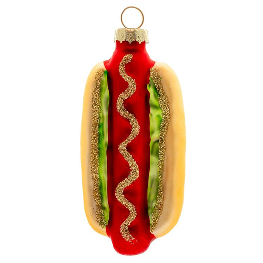 HOT DOG GLASS ORNAMENT (H25)