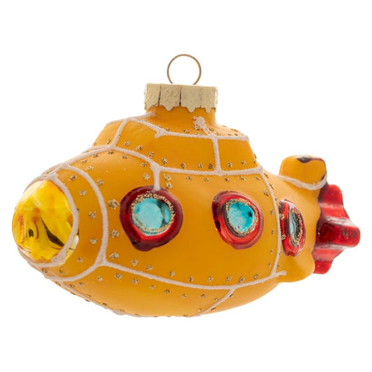 YELLOW SUBMARINE GLASS ORNAMENT (H25)