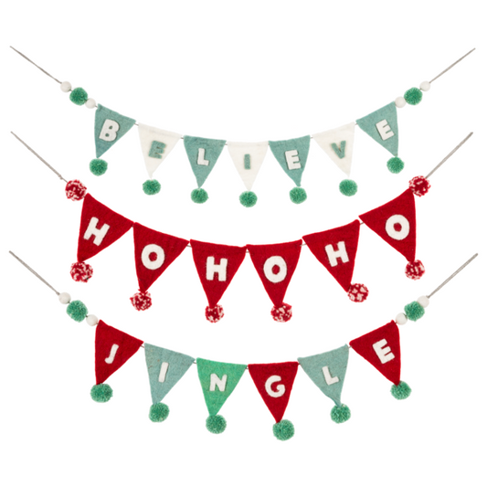 Holiday Garland - Believe, Jingle, & Ho Ho Ho