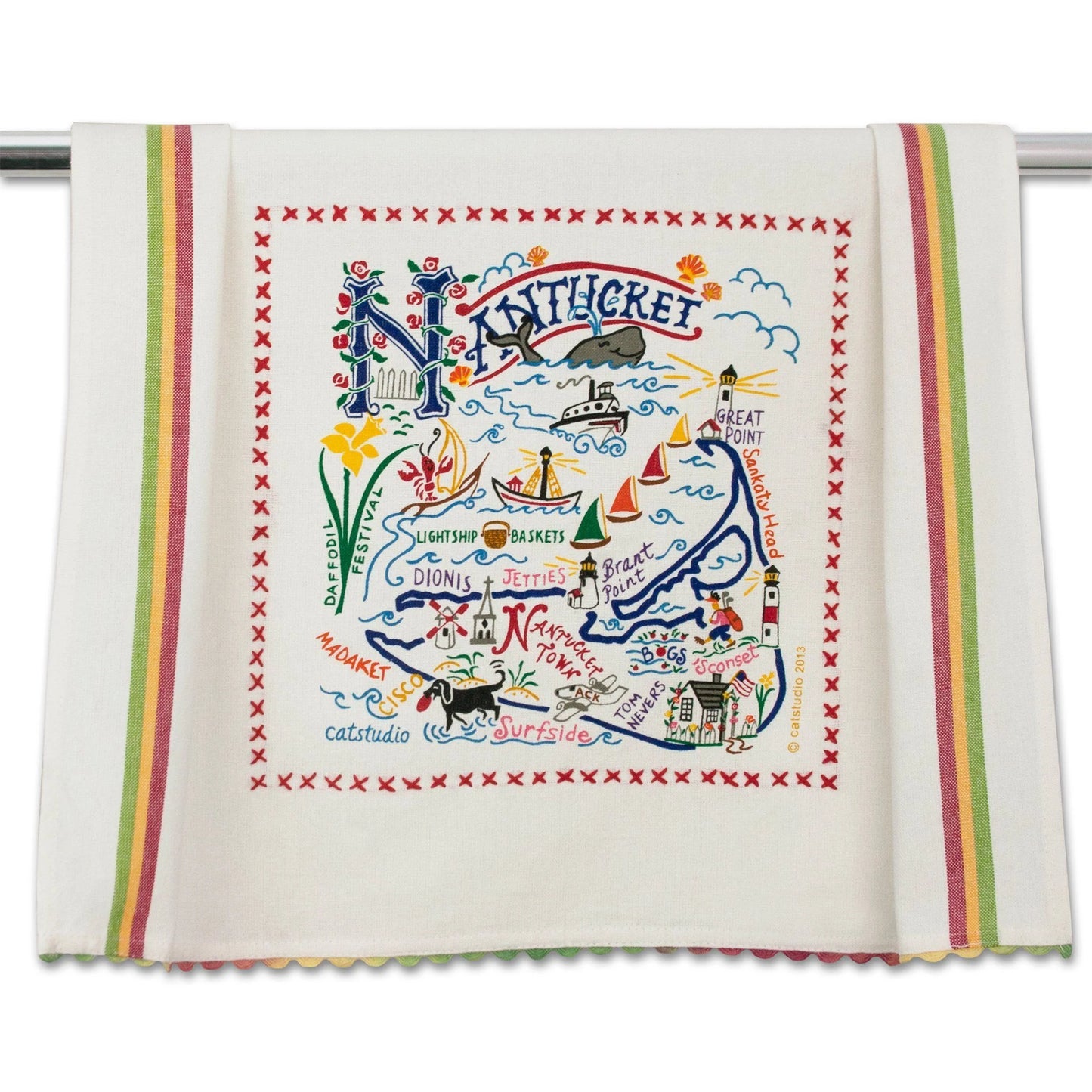 Nantucket Hand-Embroidered Dish Towel