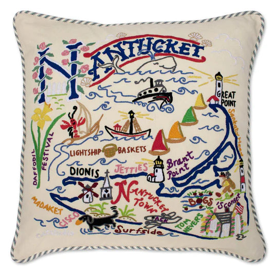 Nantucket Hand-Embroidered Pillow 20x20